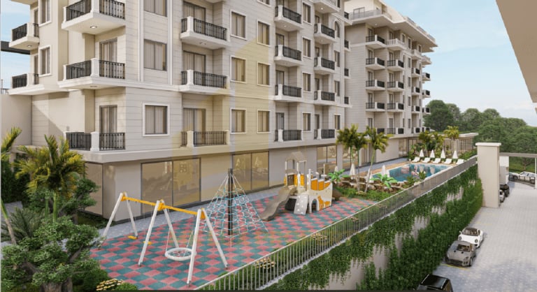 Alanya’nın gelişmiş Konaklı bölgesinde, deniz manzaralı yeni bir kompleks şu anda inşaat aşamasındadır. 4