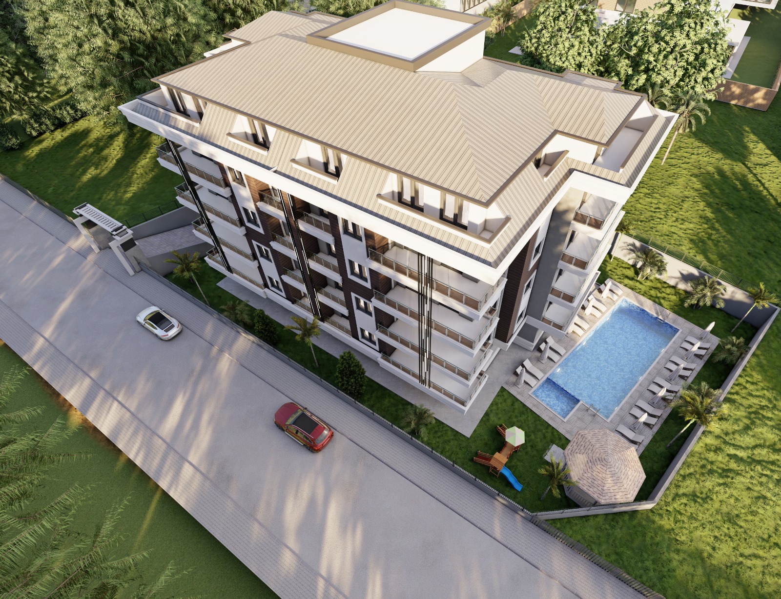 Apartments in a complex nearing completion in the Oba neighborhood 1
