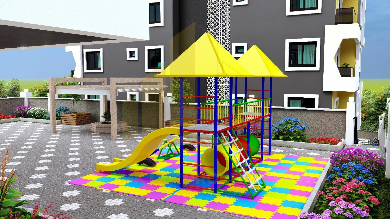 Alanya’nın Çiplaklı semtinde inşaatı devam eden yeni site içindeki daireler 4