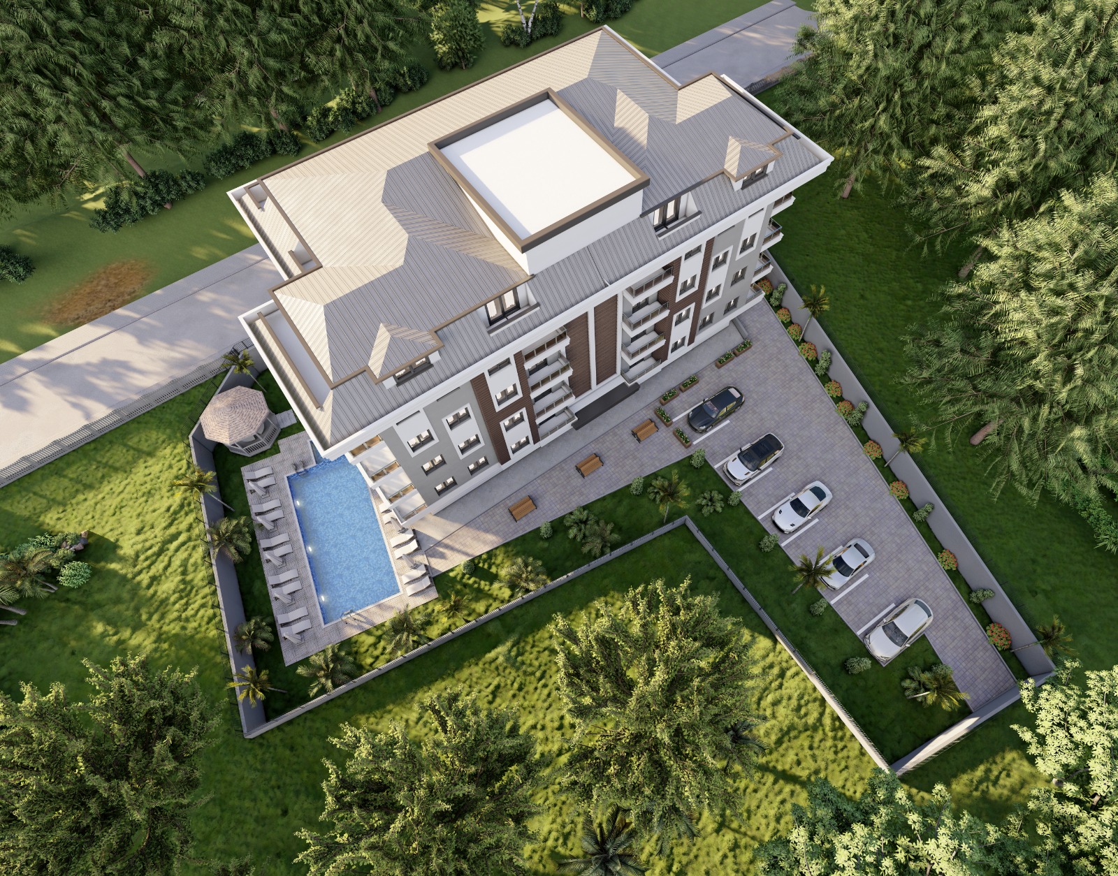 Apartments in a complex nearing completion in the Oba neighborhood 3